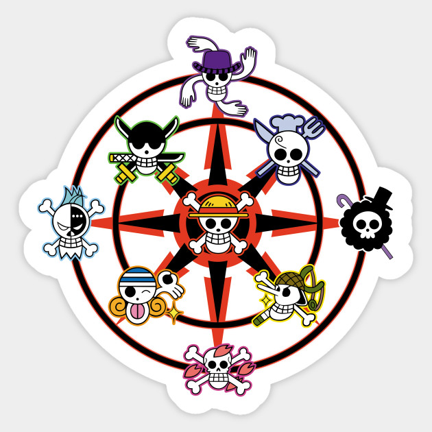 All Straw Hat Pirates Crew Logo One Piece Sticker Teepublic